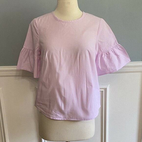 J. Crew Button Back Bell Sleeve Top Blouse Lilac - Picture 2 of 7